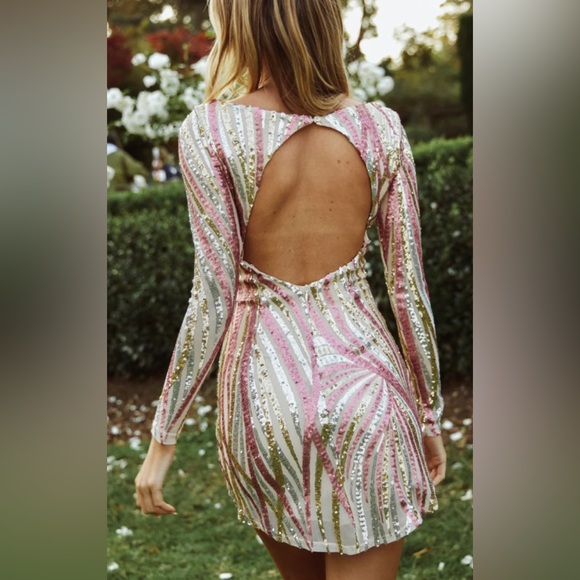 Long Sleeve Sequined Dress - Picture 2 of 5